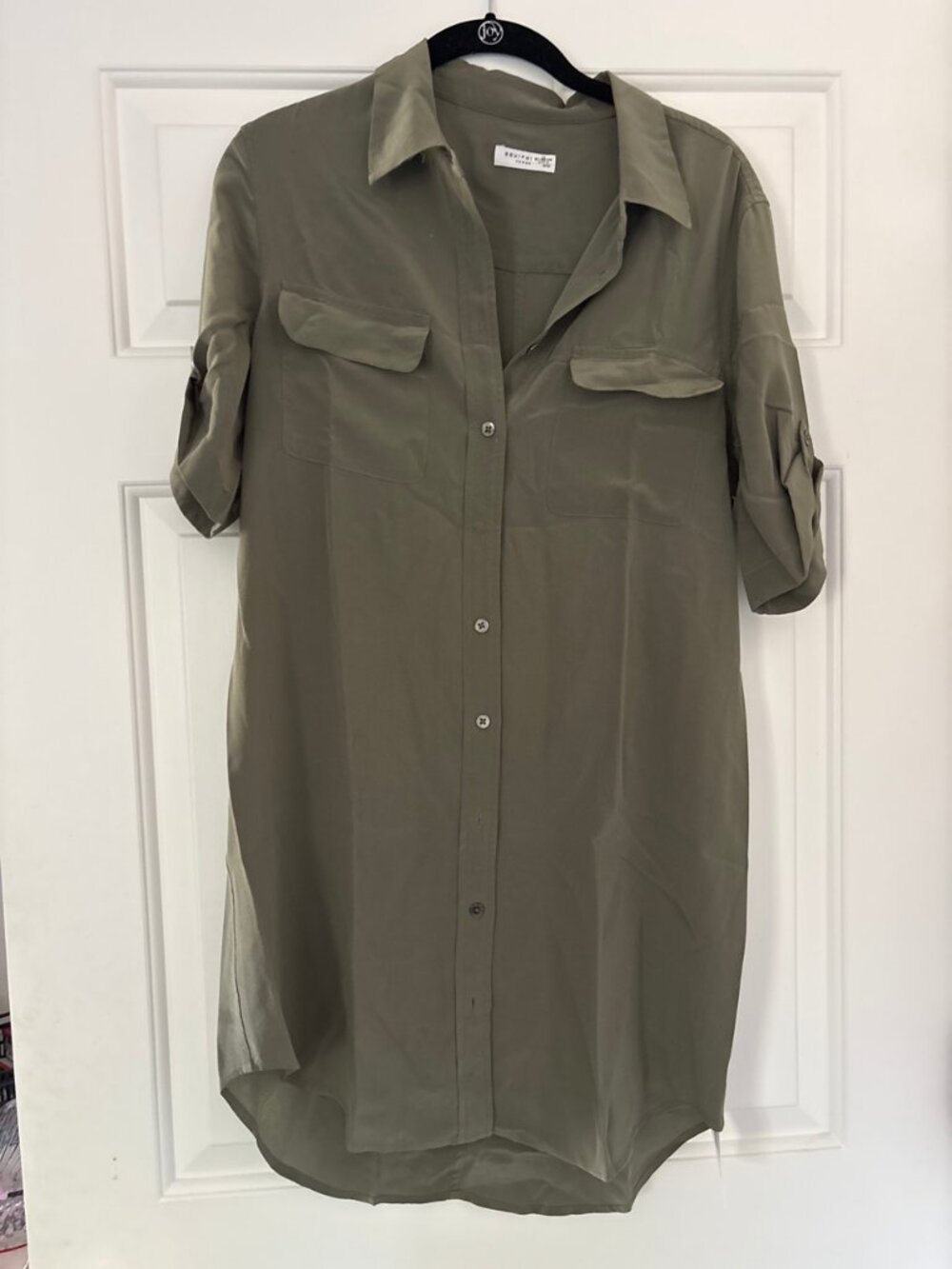 Equipment Femme Olive Short Sleeve Button-Front Shirt Dress